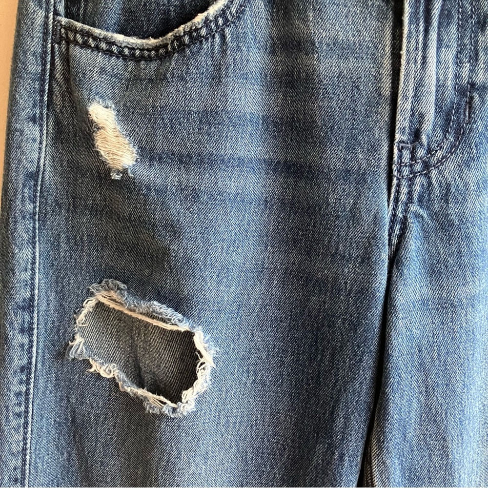 Hollister Low Rise Baggy Jeans Size 00 24 Distressed Wide Leg 100% Cotton Denim - Picture 6 of 14